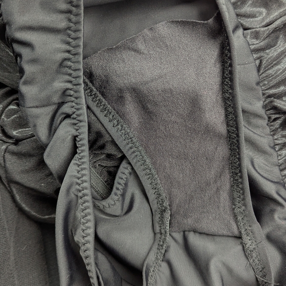 Norma Kamali Black Super Oversized NK Boyfriend Plunge Bodysuit Shirt S Lamé - Picture 6 of 10